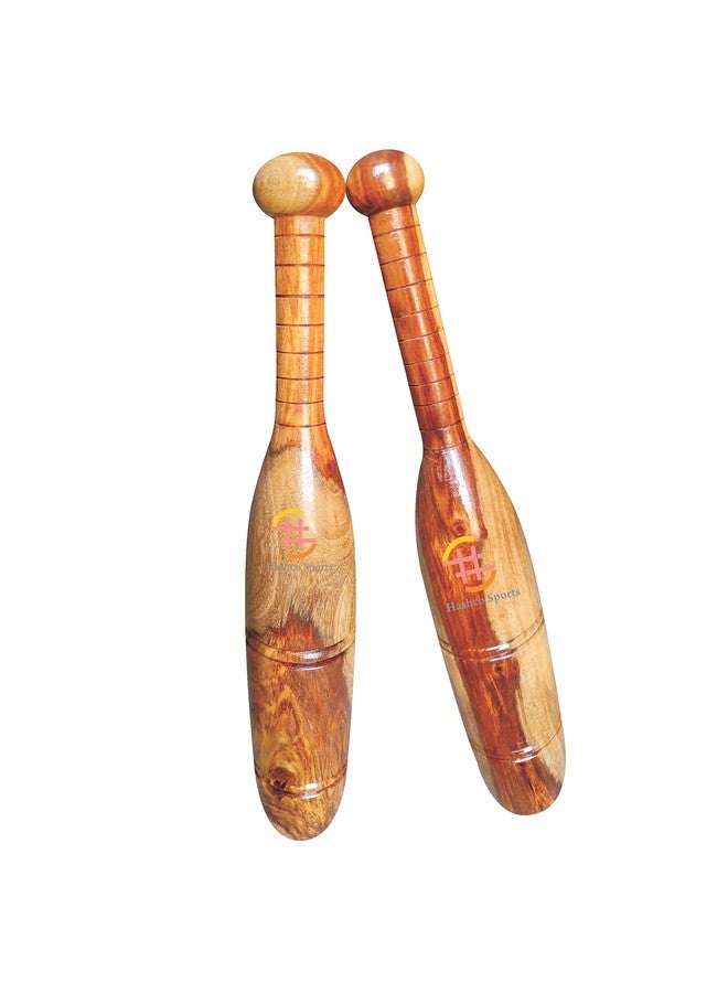 Hashco Imported Designer Varnished Sheesham Wooden Home Clubs/Mugdar/Meel/Clubbell/Karla Katai for Exercise (1KG Pack of 2) for Fitness - Image 1