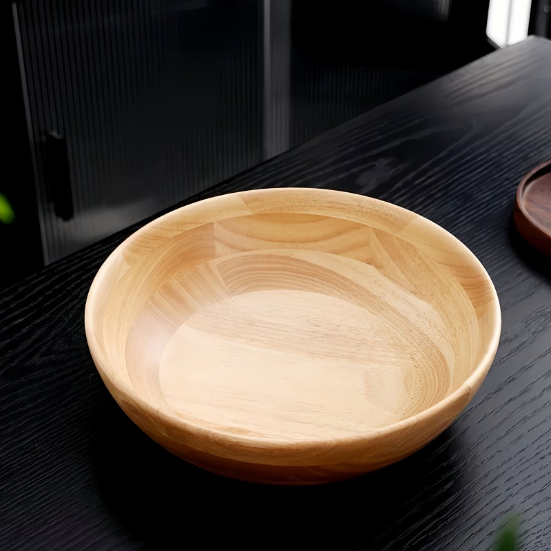 Japanese Style Solid Wood Large Salad Mixing Bowl Size S For Kitchen - Image 1