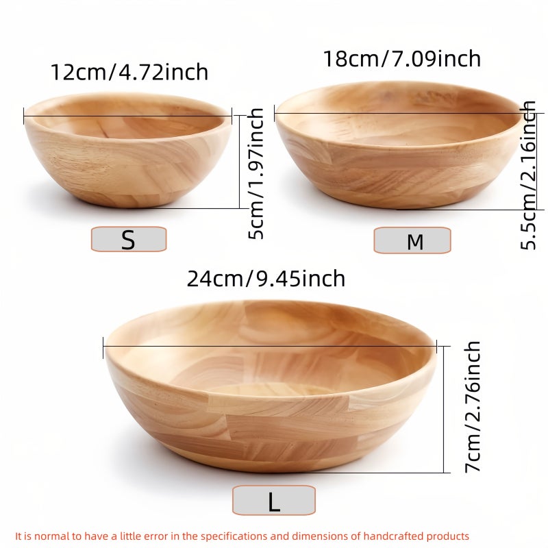Japanese Style Solid Wood Large Salad Mixing Bowl Size S For Kitchen - Image 4