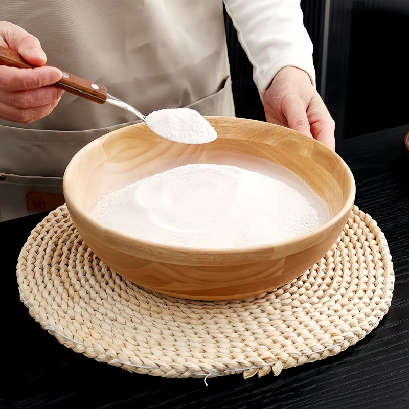 Japanese Style Solid Wood Large Salad Mixing Bowl Size S For Kitchen - Image 5
