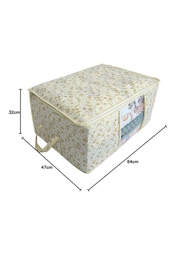 Kuber Industries Metalic Print Non-Woven Under Bed Storage Bag (Cream, pack of 1) - Image 5