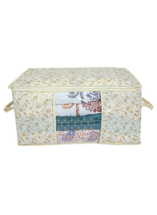 Kuber Industries Metalic Print Non-Woven Under Bed Storage Bag (Cream, pack of 1) - Image 2