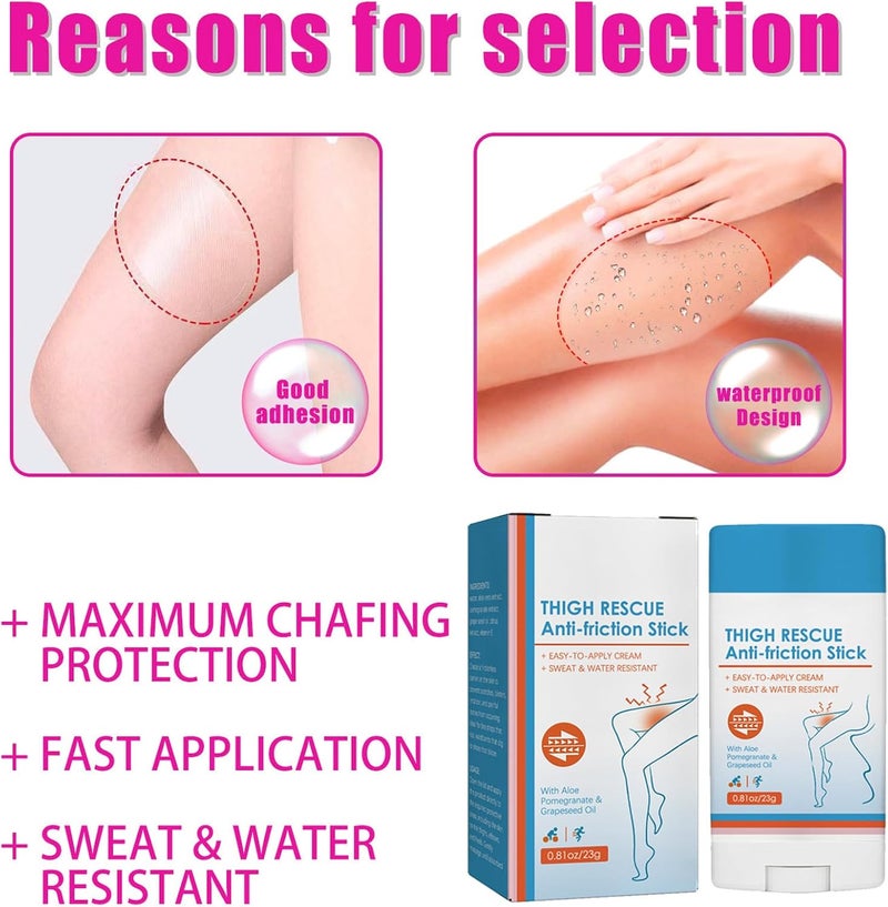 koahde Anti-Chafing Gel,Waterproof Chafe Stick,Anti Chafe Stick,Chafing Sticks Women,Thigh Rescue Anti Chafe Stick,Thigh Rubbing & Foot Blister Gel Stick,Breathable & Sweat Resistant Chub Rub Gel Balm - Image 5
