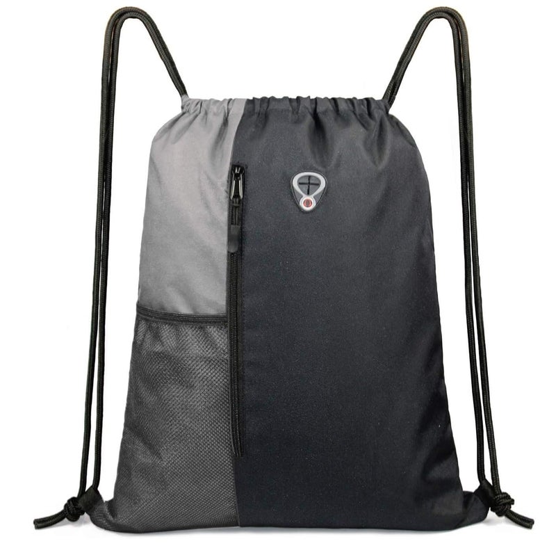 ALASKA ® Drawstring Backpack Sports Gym Bag Large Size (18 Inch x 14 Inch) for Women & Men, Large Size With Two Zipper Pockets and Water Bottle Mesh Pocket. - Image 1