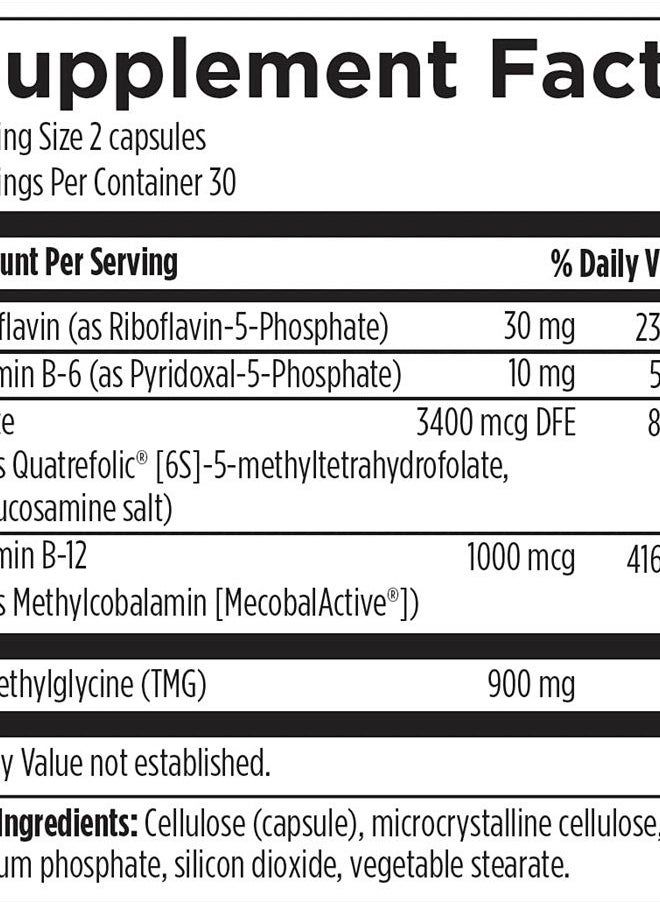 designs for health - Designs for Health Homocysteine Supreme - Methylation + Cardiovascular Support Supplement with Folate, Vitamins B12, B2, B6 (P-5-P) + TMG - Non-GMO (60 Capsules) - Image 1