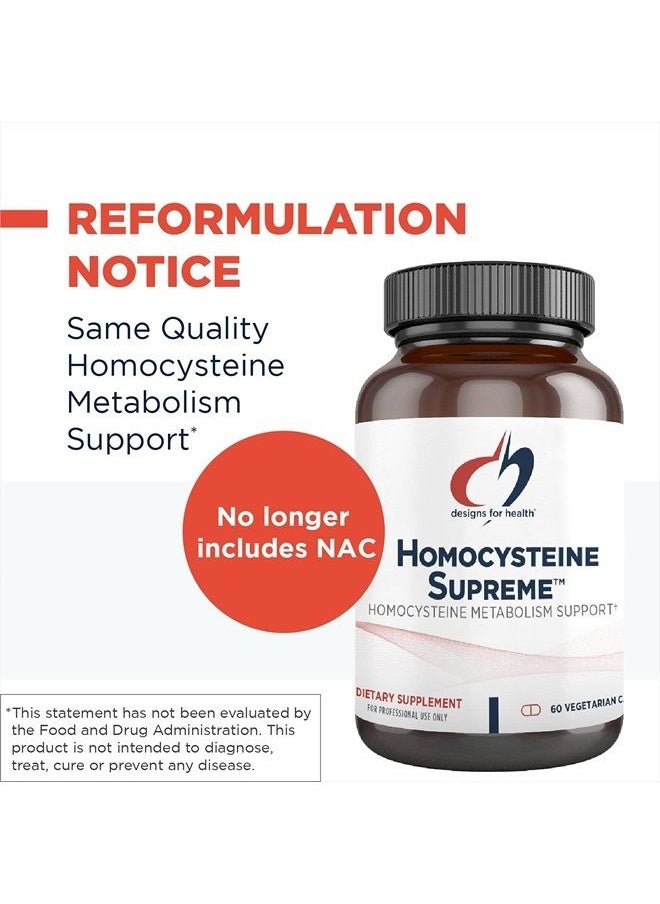 designs for health - Designs for Health Homocysteine Supreme - Methylation + Cardiovascular Support Supplement with Folate, Vitamins B12, B2, B6 (P-5-P) + TMG - Non-GMO (60 Capsules) - Image 1