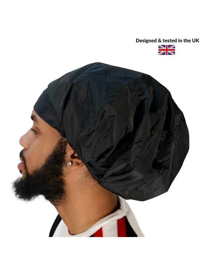 TTAT Try This an That - Ttat Shower Cap Jumbo Size For Men & Women With Afro Long Dreadlocks Locs Box Braids Coily Voluminous & Long Hair Waterproof Washable Reusable & Adjustable (Black) - Image 1