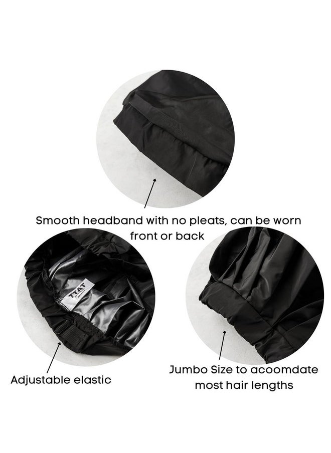 TTAT Try This an That - Ttat Shower Cap Jumbo Size For Men & Women With Afro Long Dreadlocks Locs Box Braids Coily Voluminous & Long Hair Waterproof Washable Reusable & Adjustable (Black) - Image 1