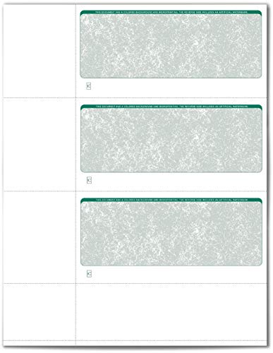 VersaCheck Secure Checks - 750 Blank Business or Personal Wallet Checks - Green Classic - 250 Sheets Form #3001-3 Per Sheet - Image 2