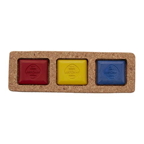 ArtGraf Art Graf Artist Water Soluble Tailors Chalk Set of 3 Rich & Intense (Cork Box), Primary Color 3 Pc Set - Image 1