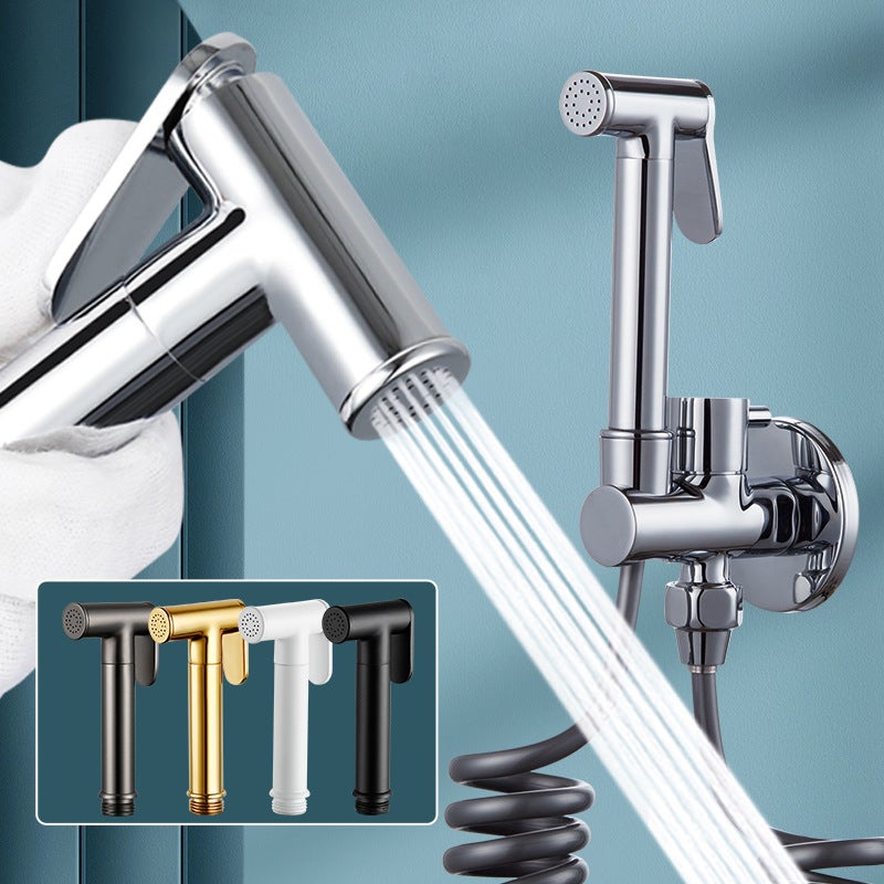 All-Copper Toilet Flushing Spray Gun Bidet Toilet One In And One Out Angle Valve Bathroom Pressurized Flush Gun Faucet - Image 5