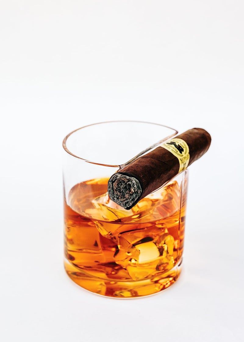 Ruckus Creations Premium Whiskey Glass and Cigar Holder - Dual-Purpose Cigar Rest. Old Fashioned Cigar Whiskey Glass with Cigar Holder, Whisky Gift for Men, Father, Boyfriend, Husband - Image 1