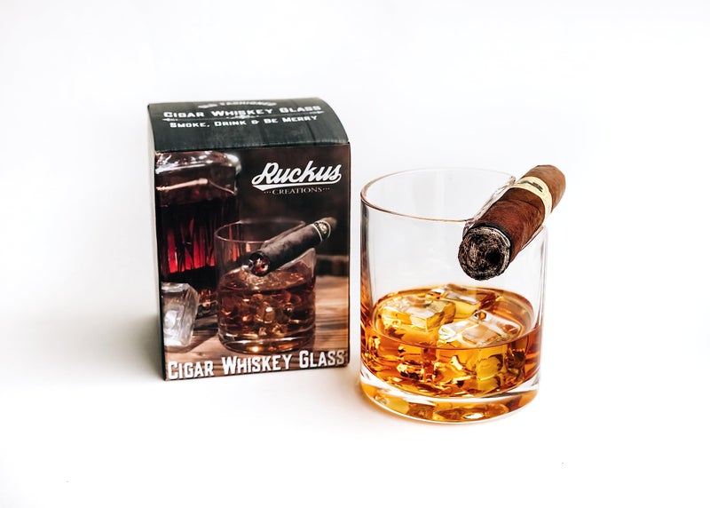 Ruckus Creations Premium Whiskey Glass and Cigar Holder - Dual-Purpose Cigar Rest. Old Fashioned Cigar Whiskey Glass with Cigar Holder, Whisky Gift for Men, Father, Boyfriend, Husband - Image 2