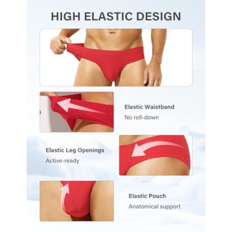 Casey Kevin Mens Silk Briefs Mesh Breathable Bulge Pouch Underwear Soft Low Rise Panties Cooling Bikini Underpants 4-Pack - Image 5
