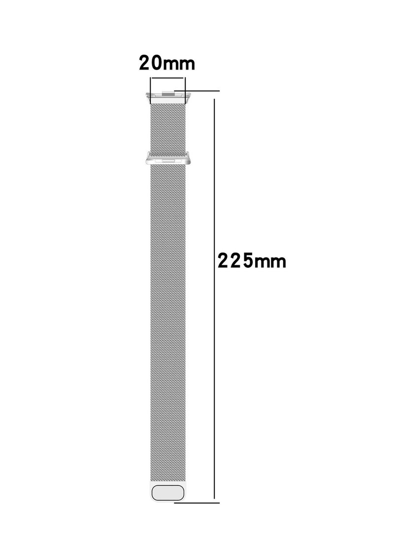 تنطبق على الدخن سوار الذكية 9 برو / الدخن سوار الذكية 8 برو / الأرز الأحمر ووتش 4 استبدال المعادن سوار الفولاذ المقاوم للصدأ استبدال شبكة معدنية سوار سوار قابل للتعديل - فضي - Image 5