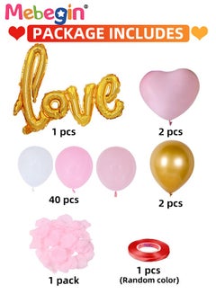 MEBEGIN Anniversary Decorations Set, Valentine's Day Decorations, Confession Supplies Kit with 40 Balloons, Petals, 1 Love Foil Balloon, 2 Latex Heart-shaped Balloons and Other Accessaries, DIY Romantic Party Supplies, Suitable for Anniversary, Proposal and Confession  - Image 3