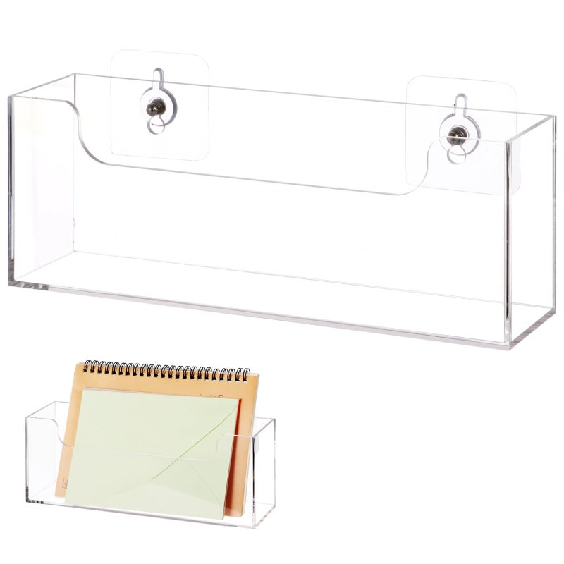 Homaisson Clear Acrylic Mail Holder Box for Desk or Wall Mount, Mail Organizer Countertop, Modern Wall Mounted or Tabletop Mailbox, Letter Storage Organizer Box - Image 1