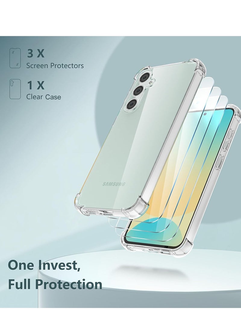 BORTONY Samsung Galaxy S24 FE Case Cover with Galaxy S24 FE Screen Protector [3 Pack] Crystal Clear Bumper Shockproof Phone Case Flexible TPU Silicone Cover for Galaxy S24 FE - Image 4