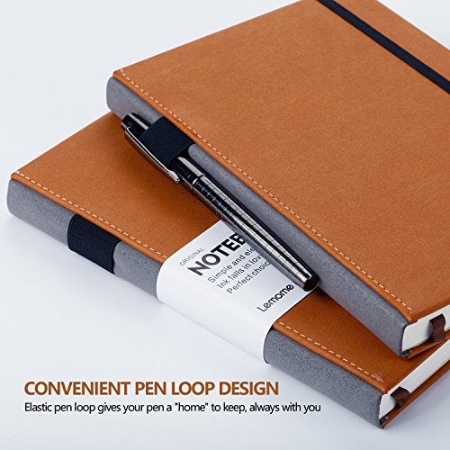 Lemome Thick Classic Notebook with Pen Loop A5 College Ruled Hardcover Writing Notebook with Pocket + Page Dividers Gifts, Banded, Large, 180 Pages, 8.4 x 5.7 in - Image 2
