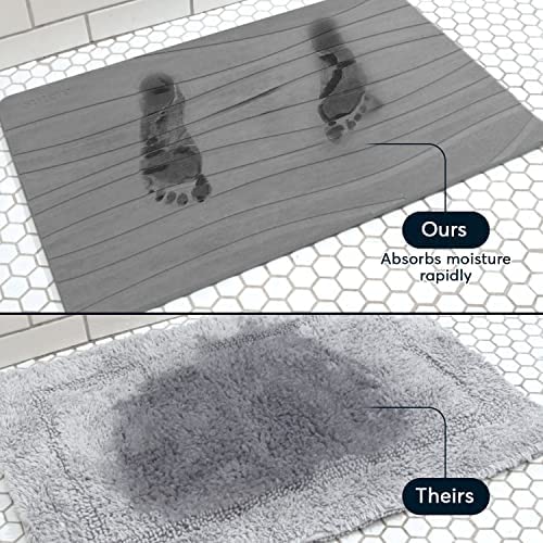SUTERA - Stone Bath Mat, Diatomaceous Earth Shower Mat, Non-Slip Super Absorbent Quick Drying Bathroom Floor Mat, Natural, Easy to Clean (23.5 x 15 Gray, 2 Pack) - Image 5