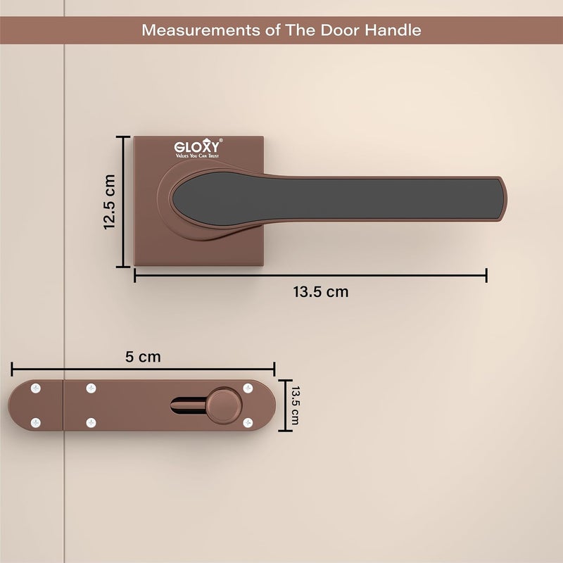 GLOXY Gloxy Brass Door Lock Set for Bathroom Mortise Door Lock Handle Set for Balcony Baby Latch Keyless Lock Handle Set for Storeroom Rose Gold Black Finish 2 Years Warranty Pack of 1  - Image 5