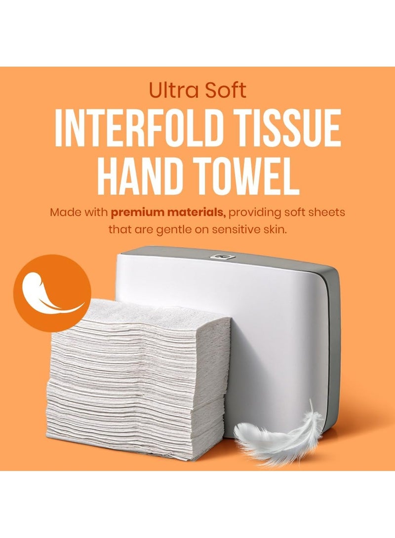 BRANDSFINITY Interfold 1-Ply Tissue Hand Towels - 3000 Embossed Sheets, 20 * 150 Soft and Highly Absorbent - Image 3
