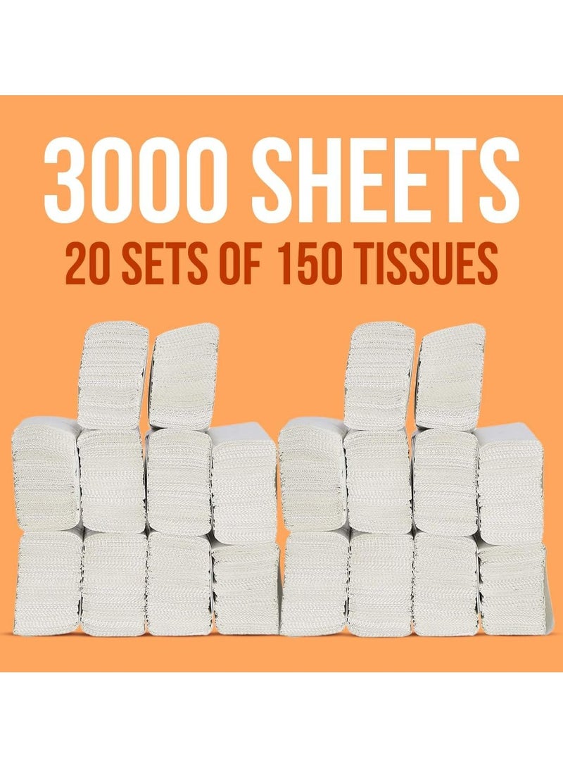 BRANDSFINITY Interfold 1-Ply Tissue Hand Towels - 3000 Embossed Sheets, 20 * 150 Soft and Highly Absorbent - Image 2