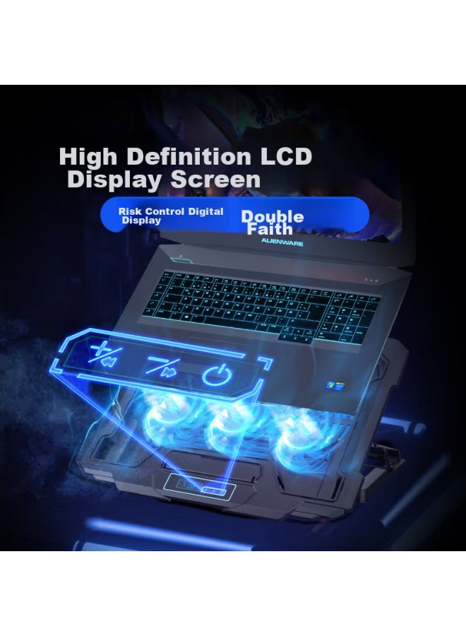 Suohuang S6 Laptop Cooling Pad With Adjustable Speed Display, 14-inch 15.6-inch Laptop Stand, Cooling Base, Exhaust Fan Stand, Pad, External Fan Holder - Image 5