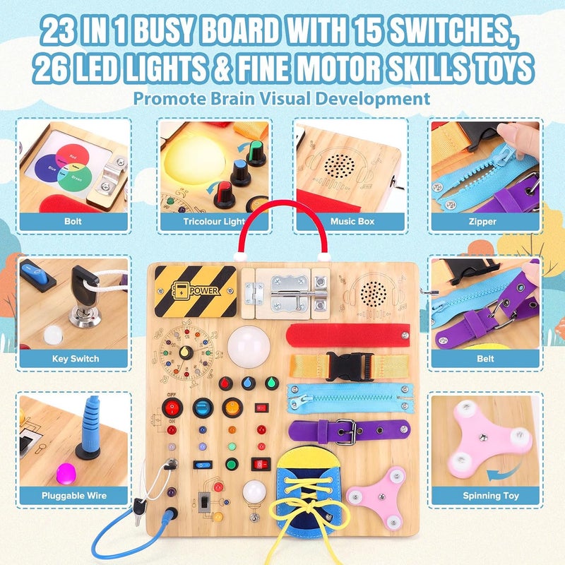 Grarain Busy Board Montessori Toys for 1-3 Year Old Sensory Toys Educational Toddler Toys Baby Toys for 1-2 Years Kids Learning Playtime Busy Board V3 - Image 2