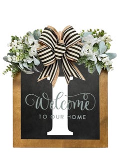 Y&D Welcome Sign Creative Bowknot Letter Wreath In Front Of The Door Outdoor Decoration Props For The Courtyard 35x40CM  - Image 1