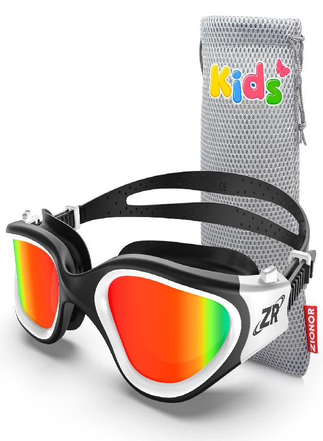ZIONOR ZIONOR Kids Swim Goggles, G1MINI Polarized Swimming Goggles Comfort for Age 6-14, UV Protection Anti-Fog Adjustable Strap Fit for Child Boys Girls (Red Lens)  - Image 1