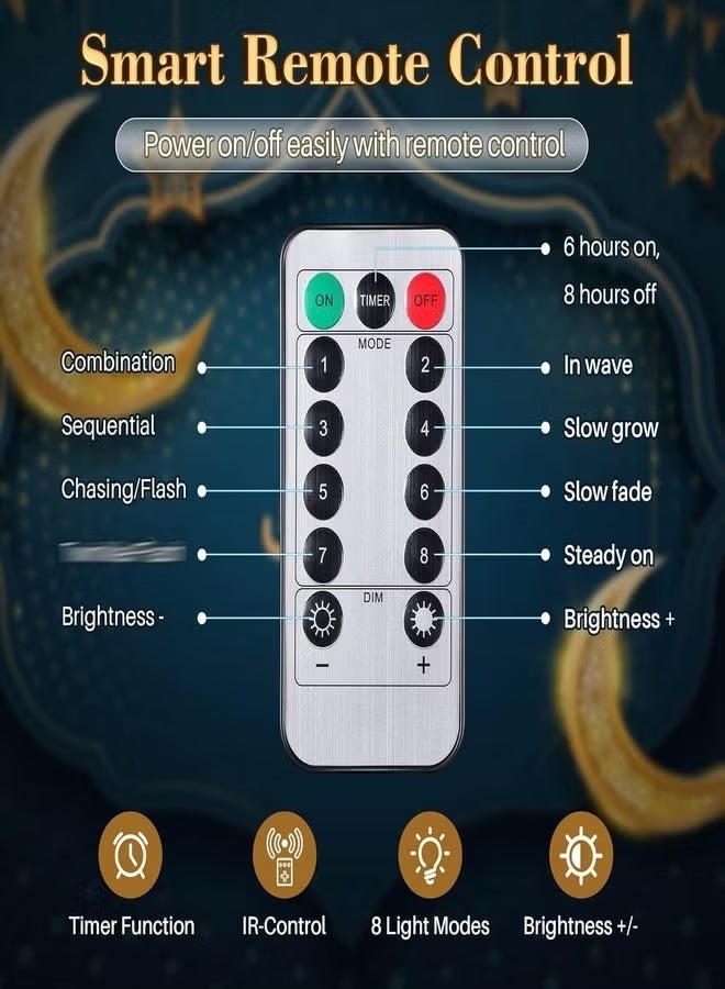 توب ون زينة ديوالي للمنزل، 12 مصباح ديا مع 8 أوضاع وامضة، أضواء ومصابيح ديوالي، تعمل بواسطة صندوق بطارية وUSB، زينة ديوالي للمنزل باللون الأبيض الدافئ - Image 4