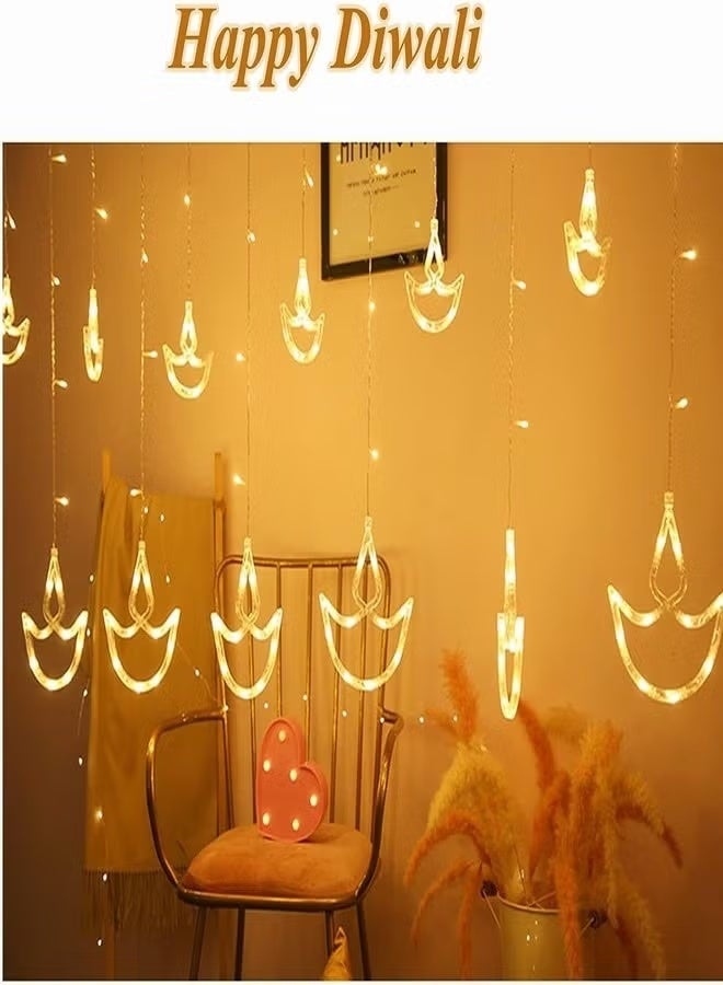 توب ون زينة ديوالي للمنزل، 12 مصباح ديا مع 8 أوضاع وامضة، أضواء ومصابيح ديوالي، تعمل بواسطة صندوق بطارية وUSB، زينة ديوالي للمنزل باللون الأبيض الدافئ - Image 2