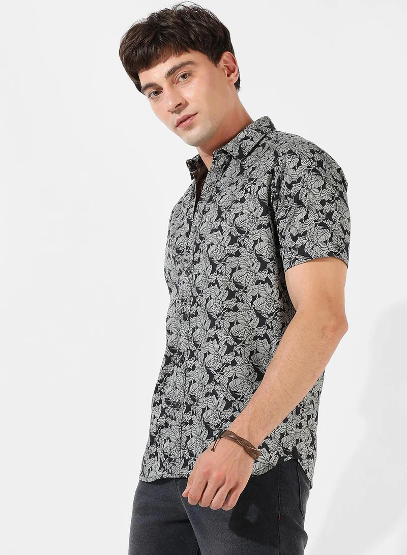 CAHOOT  Men's Grey Printed Regular Fit Casual Shirt for Men | Best Price UAE