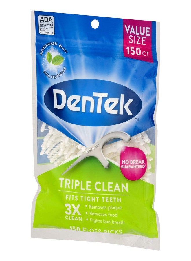 Dentek Triple Clean Floss Picks, Mouthwash Blast Fluoride Coating, 150-Count (2-Pack - Image 3