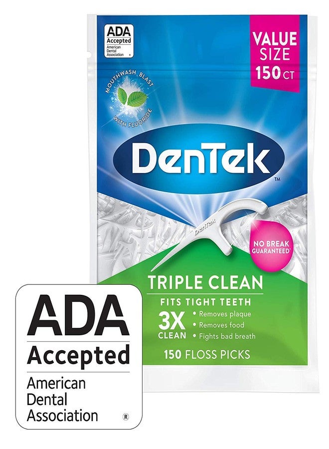 Dentek Triple Clean Floss Picks, Mouthwash Blast Fluoride Coating, 150-Count (2-Pack - Image 5