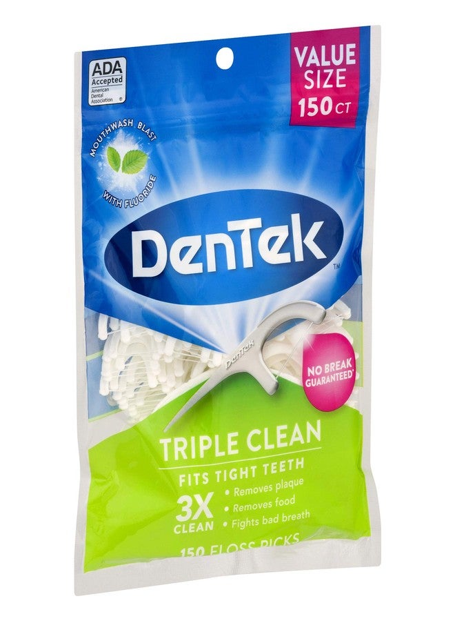 Dentek Triple Clean Floss Picks, Mouthwash Blast Fluoride Coating, 150-Count (2-Pack - Image 2