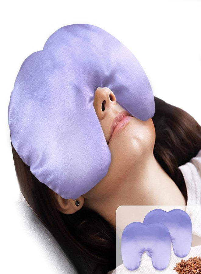 Atsuwell Sinus Mask 2 Packs, Heated Eye Masks for Dry Eyes & Sinus Relief, Weighted Eye Pillow for Face Microwavable Warm Cold Compress for Migraine, Stye, Relaxation, Purple - Image 1