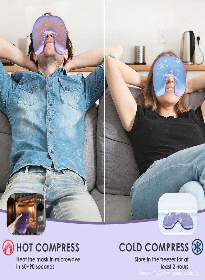 Atsuwell Sinus Mask 2 Packs, Heated Eye Masks for Dry Eyes & Sinus Relief, Weighted Eye Pillow for Face Microwavable Warm Cold Compress for Migraine, Stye, Relaxation, Purple - Image 4