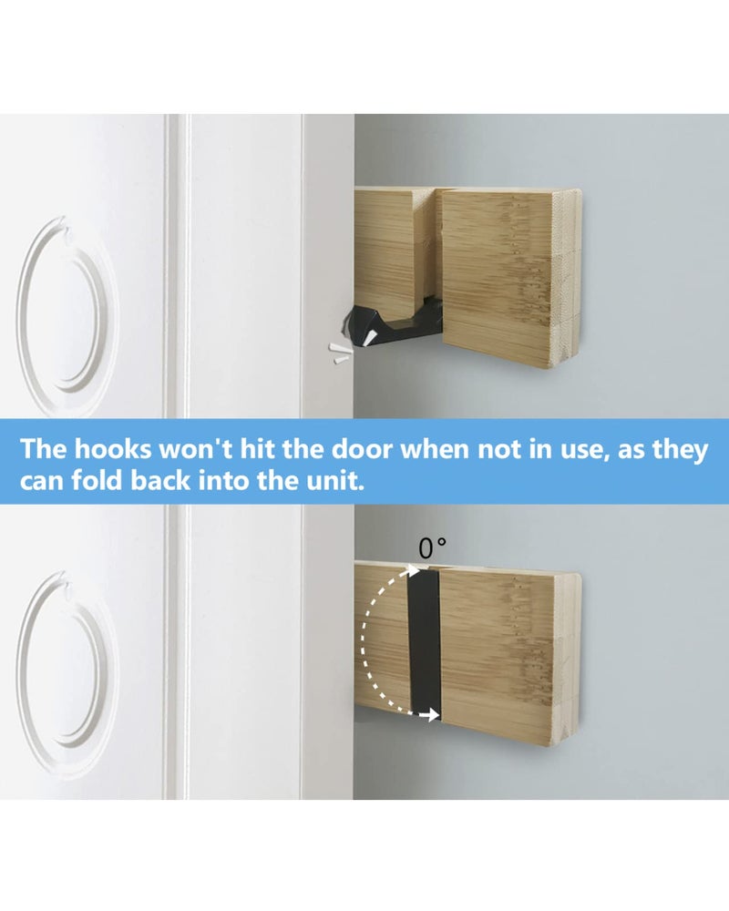 JSVER Wooden Coat Hooks Coat Rack Wall Mount, Space-Saving Coat Rack with 5 Standard Retractable Hooks, Hat Coat Hook for Entryway, Hallway, Bathroom, Living Room, Bedroom - Image 5