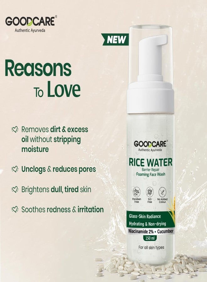 GOOD CARE Goodcare Rice Water Foaming Face Wash | Barrier Repair Cleanser with 2% Niacinamide & Cucumber | SLS-Free, Hydrating, Gentle Cleanser for All Skin Types - Image 3