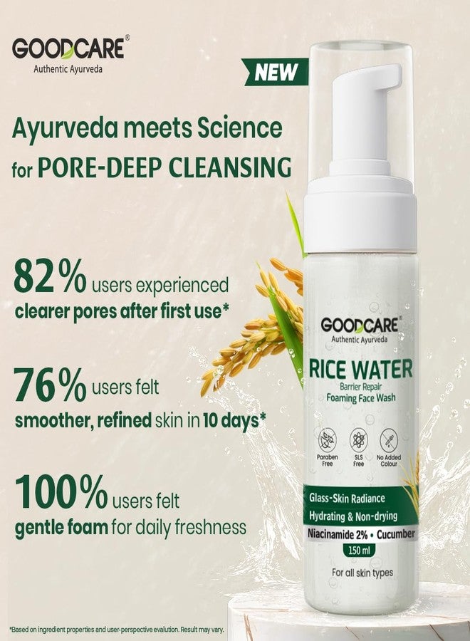 GOOD CARE Goodcare Rice Water Foaming Face Wash | Barrier Repair Cleanser with 2% Niacinamide & Cucumber | SLS-Free, Hydrating, Gentle Cleanser for All Skin Types - Image 2