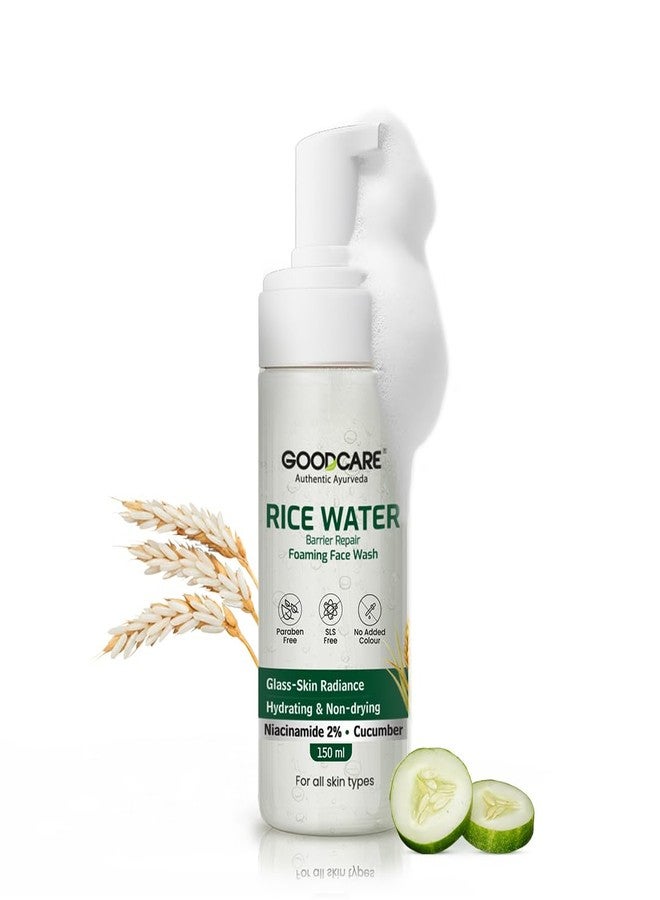 GOOD CARE Goodcare Rice Water Foaming Face Wash | Barrier Repair Cleanser with 2% Niacinamide & Cucumber | SLS-Free, Hydrating, Gentle Cleanser for All Skin Types - Image 1