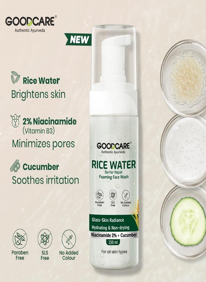 GOOD CARE Goodcare Rice Water Foaming Face Wash | Barrier Repair Cleanser with 2% Niacinamide & Cucumber | SLS-Free, Hydrating, Gentle Cleanser for All Skin Types - Image 4