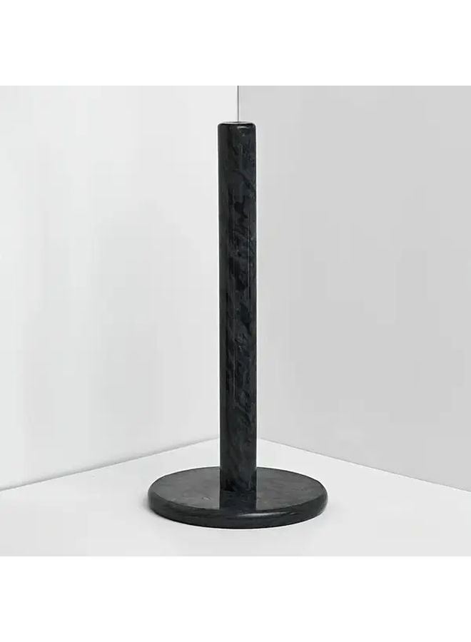 حامل مناديل الرخام الأسود الزهري، موزع ثابت للطاولة مع قاعدة مرجحة مضادة للانزلاق - Image 1