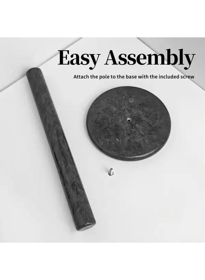 حامل مناديل الرخام الأسود الزهري، موزع ثابت للطاولة مع قاعدة مرجحة مضادة للانزلاق - Image 3