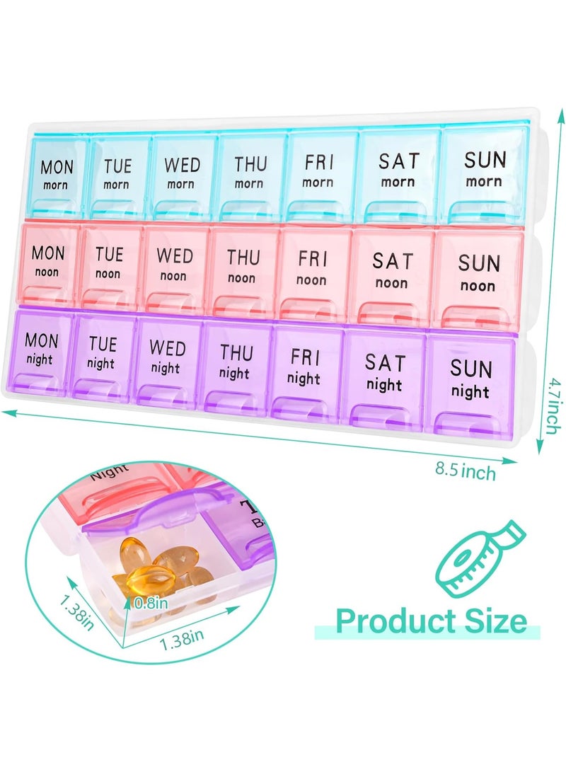 Large Weekly Pill Organizer (7 Day) 3 Times A Day - Moisture-Proof Travel Pill Case and Medicine Container | 21 Large Compartments, Easy-to-Read Bold Lettering, Contoured Design for Easy Pill Removal for Seniors. - Image 2