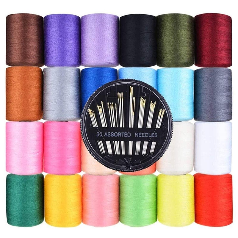 Diy Crafts 11214 India 999 Sewing Needles, Thread 24 Colors Polyester, 1000 Yards Each Spools, Multicolor, 30 Piece - Image 1