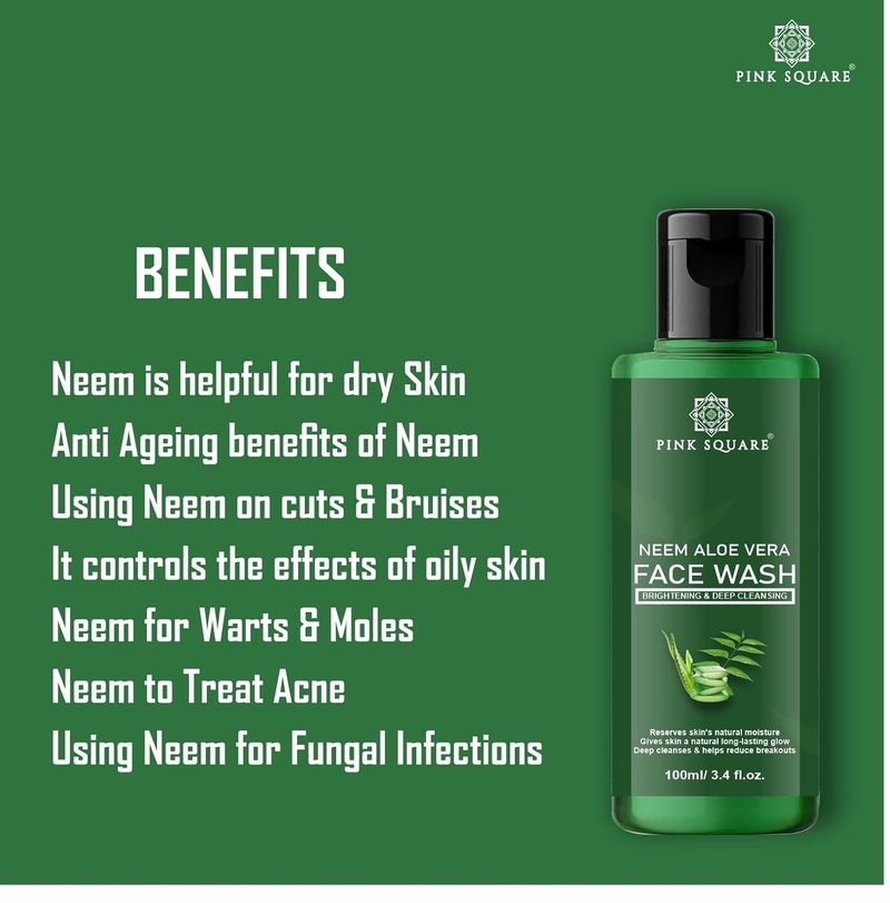 Pink Square Neem Aloevera Purifying Face Wash for Prevents Pimple Oil Free Skin Make Skin Soft Pack of 4 of 100 ML - Image 4