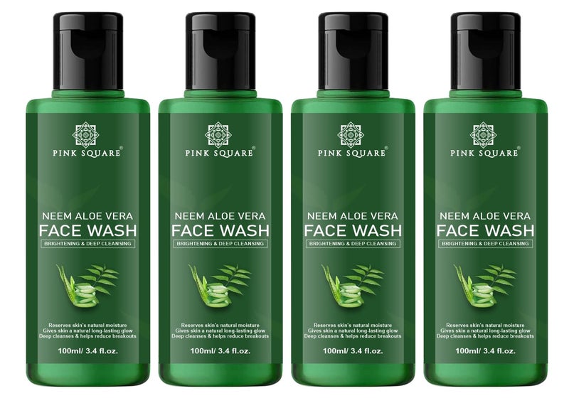 Pink Square Neem Aloevera Purifying Face Wash for Prevents Pimple Oil Free Skin Make Skin Soft Pack of 4 of 100 ML - Image 1
